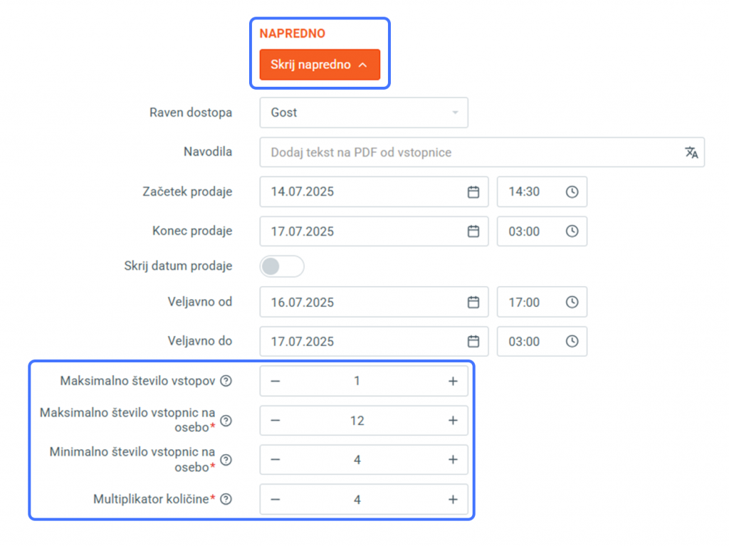 Nastavitve v spletni pisarni